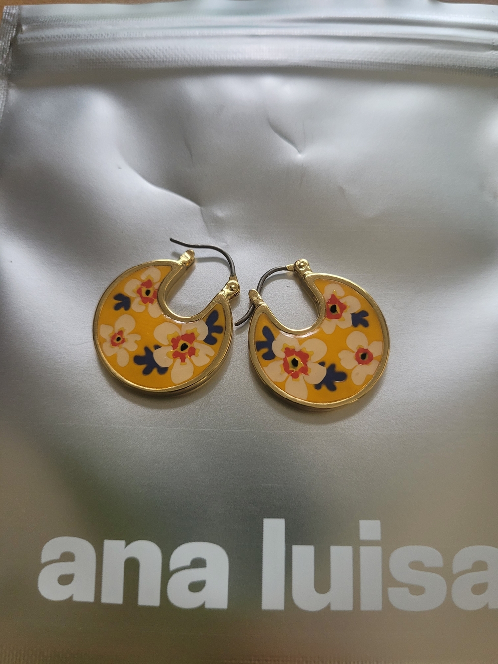 Ana Luisa Gold and Floral Hoop Earrings
